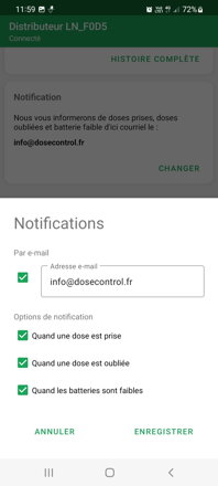 Alertes par e-mail | DoseControl App