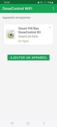 Fenêtre de démarrage de l'application- Statut de connexion du donneur