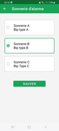 Aperçu du son de l'alarme - son A, B ou C