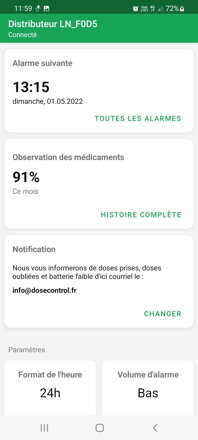 Suivant Alerte et Conformité | DoseControl App