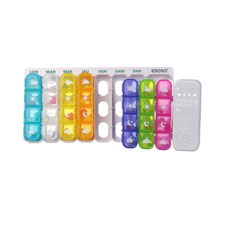Distributeur de médicaments avec minuterie LED et 7 compartiments